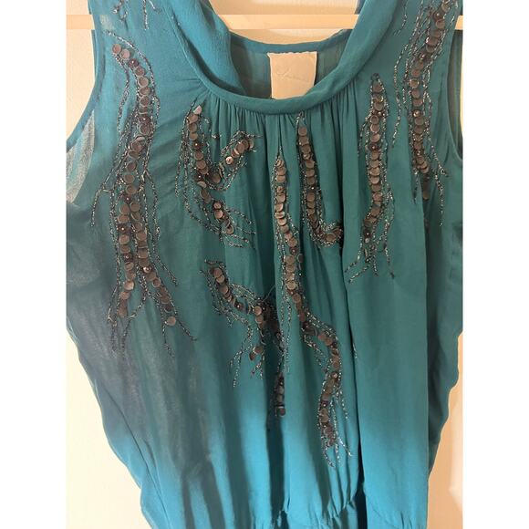 Saivana Green Sleeveless Drop Waist Knee Length Dress Sz M - Picture 4 of 4